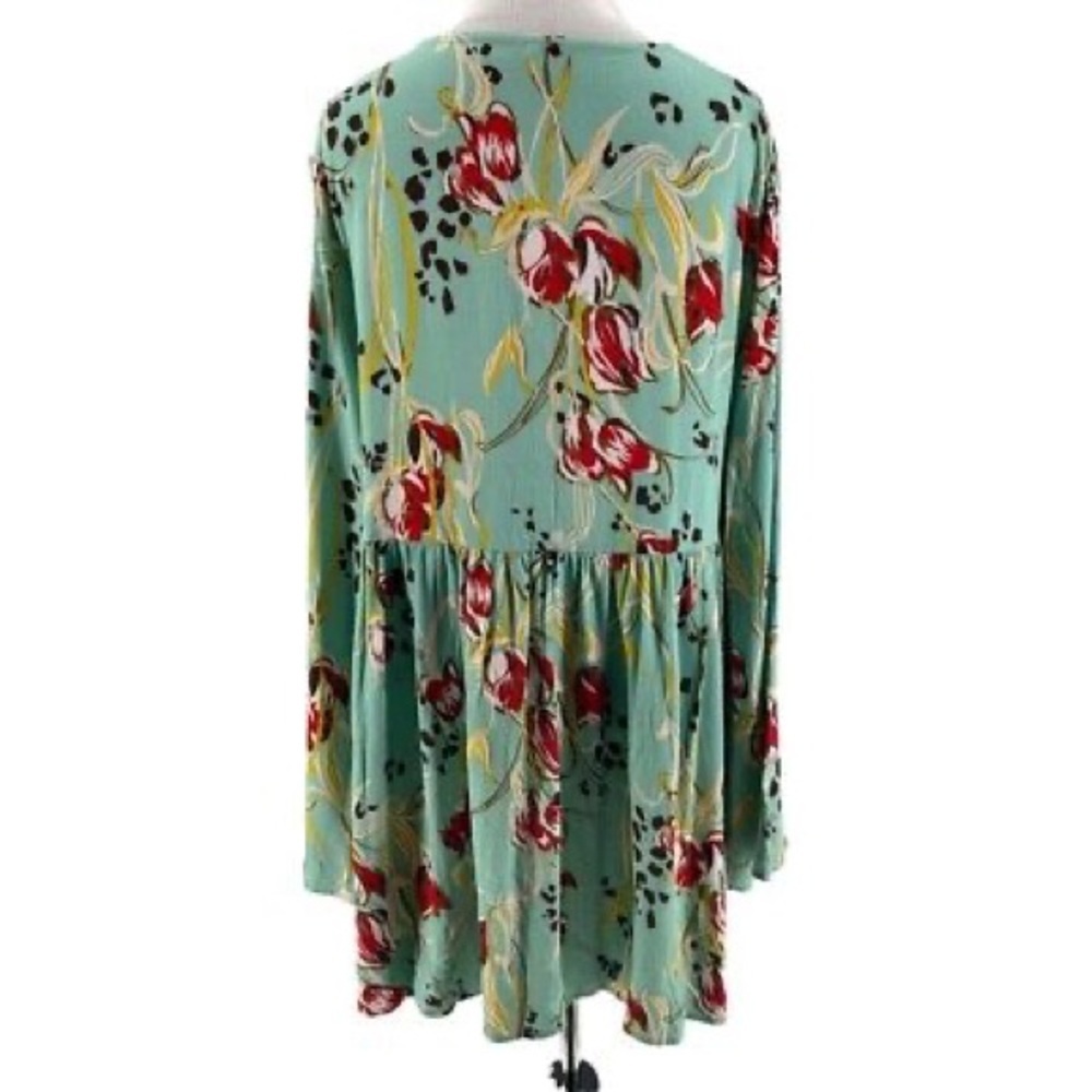 Free People Women's Green Floral Bella Printed Tunic Mini Dress Size XS NWT - Picture 8 of 9